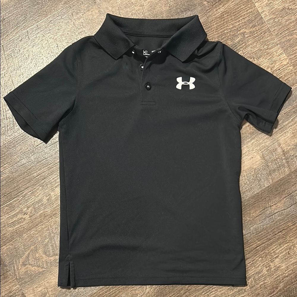 Under Armour Kids Polo Shirt - Black with White Logo
